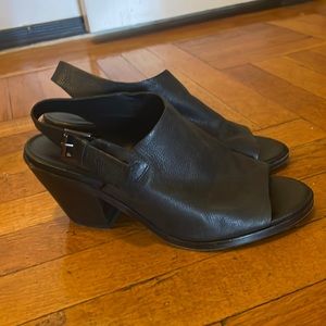 Never worn eileen fisher black leather heel